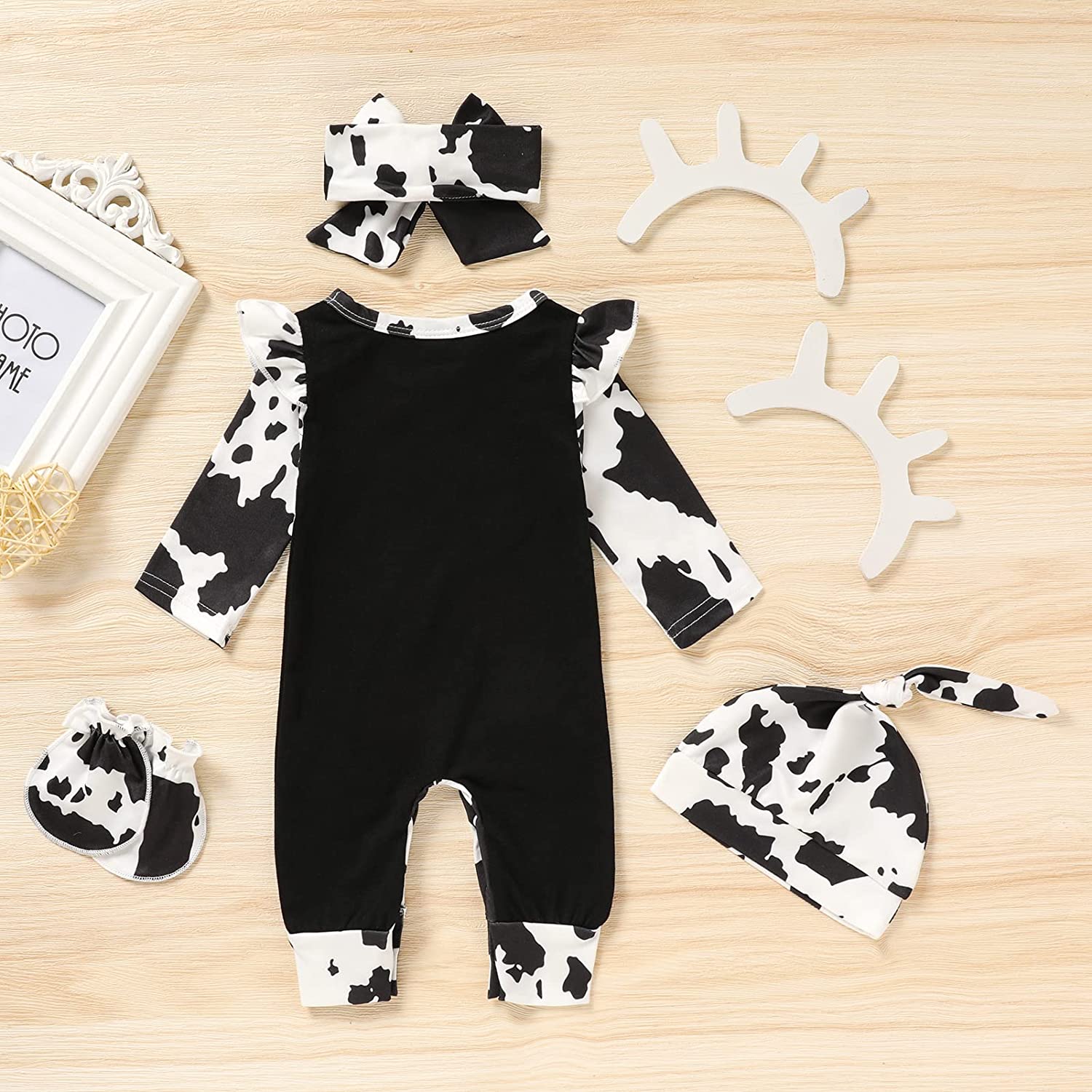 GRNSHTS Baby Newborn Girl Romper Infant Letter Print Bodysuit Jumpsuit+Hat+Headband Coming Home Clothes Outfit Set - Image 3